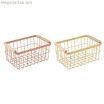 Բազմաֆունկցիոնալ զամբյուղ DKD Home Decor մետաղական տերակոտա դեղին սոճու փայտից (30,5 x 20 x 14,5 սմ) (2 հատ)