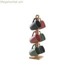 4 կտորանոց բաժակների հավաքածու DKD տան դեկոր կանաչ վարդագույն բնական մուգ մոխրագույն քարե ամանեղեն 160 մլ 17 x 12 x 39 սմ