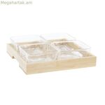 Խորտիկների սկուտեղ DKD Home Decor բնական բամբուկե ալյումինե բյուրեղապակյա 280 մլ 21 x 21 x 6 սմ