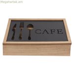 Դանակ-պատառաքաղի կազմակերպիչ DKD Տան դեկոր Շագանակագույն Սև Մետաղ MDF Փայտ Վինտաժ 25 x 18 x 6 սմ