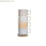 Սուրճի բաժակների հավաքածու DKD Home Decor դեղին կապույտ սպիտակ կարմիր մետաղական բամբուկե դոլոմիտ 260 մլ