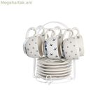 Բաժակների հավաքածու ափսեներով DKD Home Decor Կապույտ Սպիտակ Մետաղական Դոլոմիտ 180 մլ 20 x 18 x 20 սմ