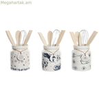 Խոհանոցային պարագաների համար նախատեսված կաթսա DKD տան դեկորի համար՝ մետաղական, դոլոմիտային, MDF, փայտե, 12 x 12 x 25 սմ (3 հատ)