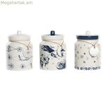 Անագե DKD տան դեկոր 12 x 12 x 16 սմ Կապույտ-սպիտակ Դոլոմիտ (3 հատ)