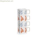 Սուրճի բաժակների հավաքածու DKD Home Decor Կապույտ Ֆուքսիա Մետաղական Դոլոմիտ 260 մլ