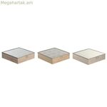 Թուրմերի տուփ DKD տան դեկոր 24 x 24 x 6,5 սմ բյուրեղյա բնական կապույտ վարդագույն մետաղական սպիտակ 3 հատ MDF փայտ