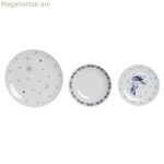 Ճաշի սպասքի հավաքածու DKD տան դեկորի ճենապակյա կապույտ սպիտակ 27 x 27 x 3 սմ 18 հատ