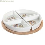 Նախուտեստների հավաքածու DKD տան դեկոր 21,5 x 21,5 x 1 սմ բնական կարմիր բազմագույն քարե ամանեղեն տնակների համար