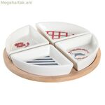 Նախուտեստների հավաքածու DKD տան դեկոր 21,5 x 21,5 x 1 սմ Կարմիր Կապույտ Սպիտակ Քարե ամանեղեն Միջերկրածովյան տներ