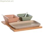 Նախուտեստների հավաքածու DKD տան դեկոր 24 x 23,5 x 1,5 սմ ճենապակյա բազմագույն բամբուկե 6 կտոր սկանդինավյան