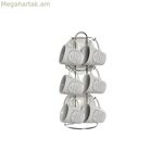 Բաժակների հավաքածու ափսեներով DKD Home Decor սպիտակ մետաղական քարե տարա 90 մլ 8 x 6 x 6 սմ 11 x 11 x 2 սմ