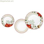 Սեղանի պարագաներ DKD տան դեկոր Կարմիր բեժ ճենապակյա ծաղիկ Սուրբ Ծննդյան համար 27 x 27 x 2 սմ 18 հատ