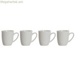 4 կտորանոց բաժակների հավաքածու DKD Home Decor սպիտակ ճենապակյա 330 մլ 12 x 10 x 9 սմ