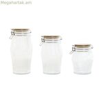 3 տարա Home ESPRIT թափանցիկ սիլիկոնե բամբուկե բյուրեղյա 13,5 x 13,5 x 27 սմ