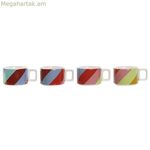 Սուրճի բաժակների հավաքածու DKD Home Decor սպիտակ, բազմագույն, բաց շագանակագույն, մետաղական, բամբուկե, դոլոմիտ, 260 մլ