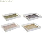 Սկուտեղ DKD Տան դեկոր Կանաչ Մանանեխ Մուգ շագանակագույն Բաց Վարդագույն MDF Փայտ 40 x 30 x 5 սմ (4 հատ)