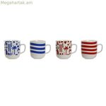 Բաժակ Home ESPRIT Կապույտ-Կարմիր Ճենապակյա Բոհո 380 մլ (4 հատ)