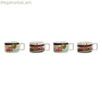 Սուրճի բաժակների հավաքածու Home ESPRIT Կապույտ-կանաչ Վարդագույն Յասամանագույն Մետաղական Բամբուկե Դոլոմիտ 260 մլ