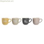 4 կտորանոց բաժակների հավաքածու Home ESPRIT դեղին, բեժ, մոխրագույն, վարդագույն, ճենապակյա 410 մլ 13 x 9 x 9,4 սմ