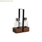 Աղի և պղպեղի թափահարիչներ Home ESPRIT սև բյուրեղյա ակացիա 12 x 6 x 17,5 սմ