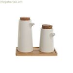 Յուղի և քացախի հավաքածու Home ESPRIT սպիտակ բամբուկե քարե ամանեղեն 20,6 x 12 x 18 սմ