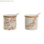 Շաքարաման Home ESPRIT Սպիտակ Վարդագույն Յասաման Բամբուկե Դոլոմիտ 7,5 x 7,5 x 7,5 սմ (2 հատ)