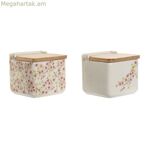 Աղաման կափարիչով Home ESPRIT սպիտակ վարդագույն յասամանագույն բամբուկե 750 մլ 14 x 12,5 x 12 սմ (2 հատ)