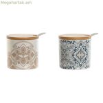 Շաքարաման Home ESPRIT Կապույտ-բեժ Վարդագույն Յասաման Բամբուկե Դոլոմիտ 7,5 x 7,5 x 7,5 սմ (2 հատ)