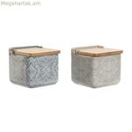 Աղաման կափարիչով Home ESPRIT Կապույտ-բեժ Վարդագույն-յասամանագույն Բամբուկե 750 մլ 14 x 12,5 x 12 սմ (2 հատ)