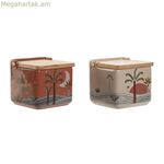 Աղաման կափարիչով Home ESPRIT Բեժ վարդագույն տերակոտա-յասամանագույն բամբուկե 750 մլ 14 x 12,5 x 12 սմ (2 հատ)