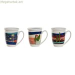 Թեյի բաժակ ֆիլտրով Home ESPRIT Կապույտ-կանաչ Չժանգոտվող պողպատե ճենապակի Tropical 380 մլ (3 հատ)