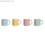 Սուրճի բաժակների հավաքածու Home ESPRIT դեղին կապույտ կանաչ վարդագույն ճենապակյա 110 մլ 4 հատ