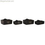 Սկուտեղների հավաքածու Home ESPRIT Սև եղևնու փայտից 35 x 22 x 18 սմ