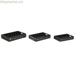 Սկուտեղների հավաքածու Home ESPRIT Սև եղևնու փայտից 56 x 38 x 10 սմ (3 հատ)