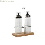 Յուղի և քացախի հավաքածու Home ESPRIT թափանցիկ բնական բամբուկե բյուրեղ 18,5 x 9,3 x 24 սմ