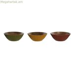 Աղցանի աման Home ESPRIT դեղին-կանաչ մարջան մանգոյի փայտ 30 x 30 x 12 սմ (3 հատ)