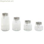 4 տարա Home ESPRIT Կապույտ-սպիտակ մետաղական սիլիկոնե բյուրեղյա քարե տարա 800 մլ 1 լ 1,5 լ 2,2 լ 4 հատ