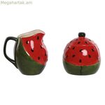 Կաթի կուժ և շաքարաման Home ESPRIT Կարմիր կանաչ քարե աման 11,5 x 9 x 11 սմ 2 հատ