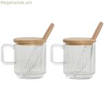 Շաքարաման Home ESPRIT թափանցիկ բամբուկե բյուրեղյա 350 մլ 11,7 x 8,7 x 14 սմ 2 հատ (12 հատ)