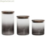 3 տարա Home ESPRIT Մոխրագույն բնական ակացիա բորոսիլիկատային ապակի 900 մլ 1,5 լ 1,2 լ 3 հատ