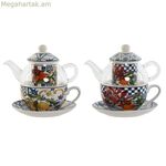 Թեյաման Home ESPRIT Կապույտ-Սպիտակ Բյուրեղապակյա Ճենապակի (2 հատ)