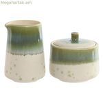 Կաթի կուժ և շաքարաման Home ESPRIT սպիտակ կանաչ ճենապակի 250 մլ 9 X 9 X 8,4 սմ 2 հատ