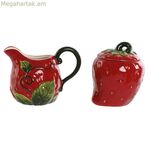 Կաթի կուժ և շաքարաման Home ESPRIT Կարմիր քարե աման 15 x 10 x 11 սմ 2 հատ