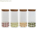 Tin Home ESPRIT դեղին-կանաչ բնական խցանից սիլիկոնե բորոսիլիկատային ապակի Shabby Chic 1,4 լ (4 հատ)