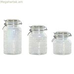 տարա Home ESPRIT թափանցիկ մետաղական բյուրեղյա 1,2 լիտր 3 հատ