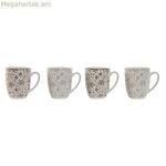 4 կտորանոց բաժակների հավաքածու Home ESPRIT շագանակագույն բեժ ծաղիկներ 340 մլ