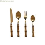 Դանակ-պատառաքաղ Home ESPRIT Ոսկեգույն Բնական Չժանգոտվող պողպատ ABS 3 x 2 x 16 սմ 24 հատ