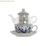 Թեյնիկ Home ESPRIT Կապույտ-Սպիտակ Բյուրեղապակյա Ճենապակի