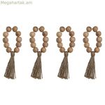 Անձեռոցիկի մատանի Home ESPRIT Բնական Ջուտ Ակացիա Մակրամե 7,5 x 2 x 7,5 սմ 4 հատ