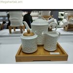 Cruet Home ESPRIT սպիտակ բամբուկե ճենապակի